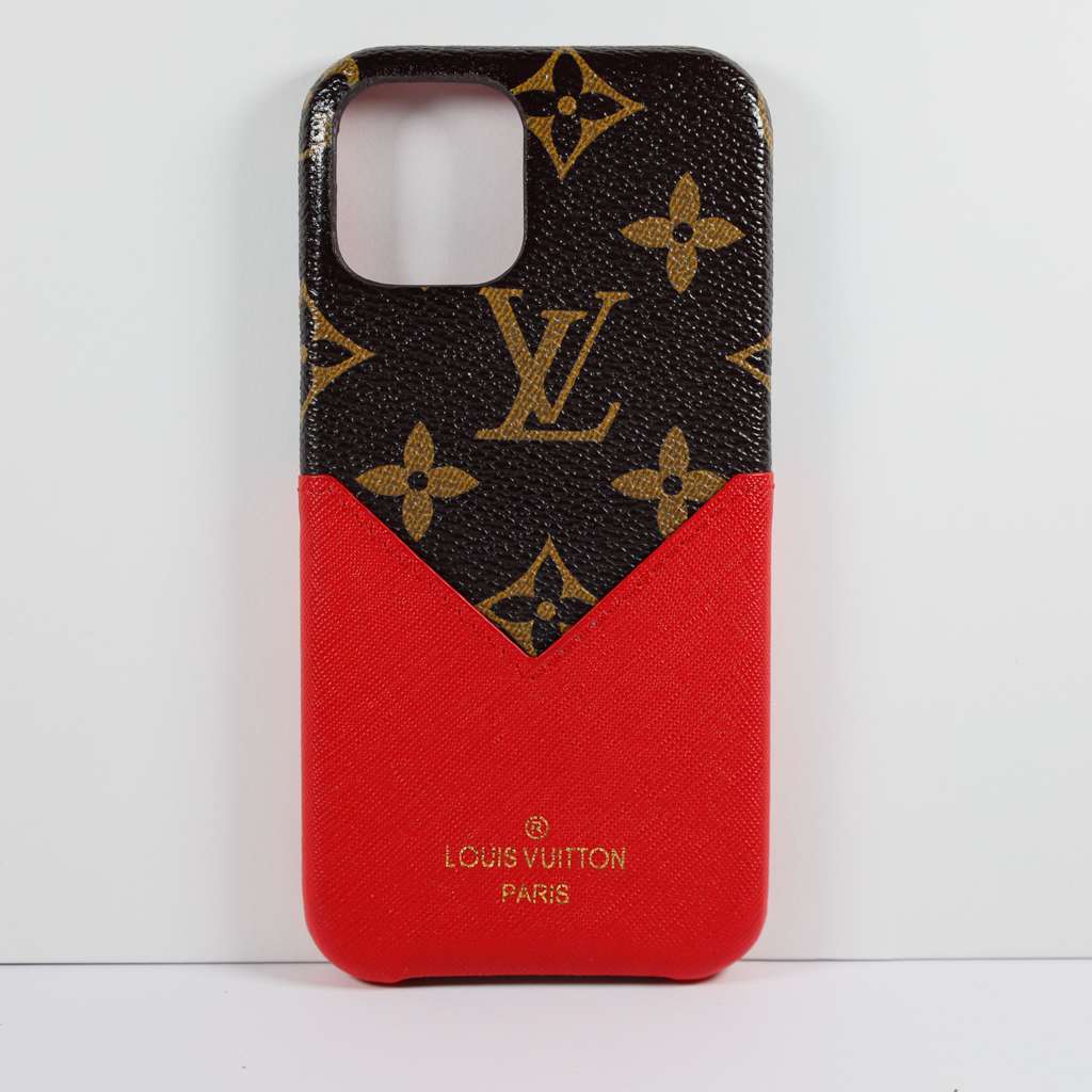 LV Phone Case Card Holder Red for iPhone X 11 12 13 14 Pro Max