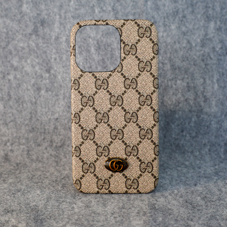 Gucci iPhone 14 Pro Max Case Classic Beige Leather