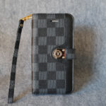 LV Designer Case iPhone 11 12 13 14 15 16 Pro Max Plus / Black Checkered