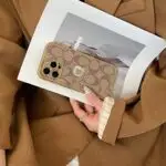 Electroplated Coach iPhone Case Light Brown