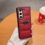 Prada Phone Case Samsung Galaxy Z Fold 3 4 5 6 Dark Red