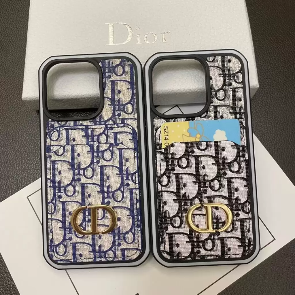 Classic Dior iPhone Case with Card Holder Blue Monogram Black Monogram