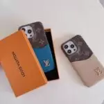 Luxury LV Phone Case Card Holder Blue Coffee with Box