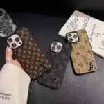 LV Monogram Luxury Case for iPhone Black Checkered Brown Checkered Brown Large Mono