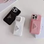 Prada iPhone Case with Card Wallet Pink White Black