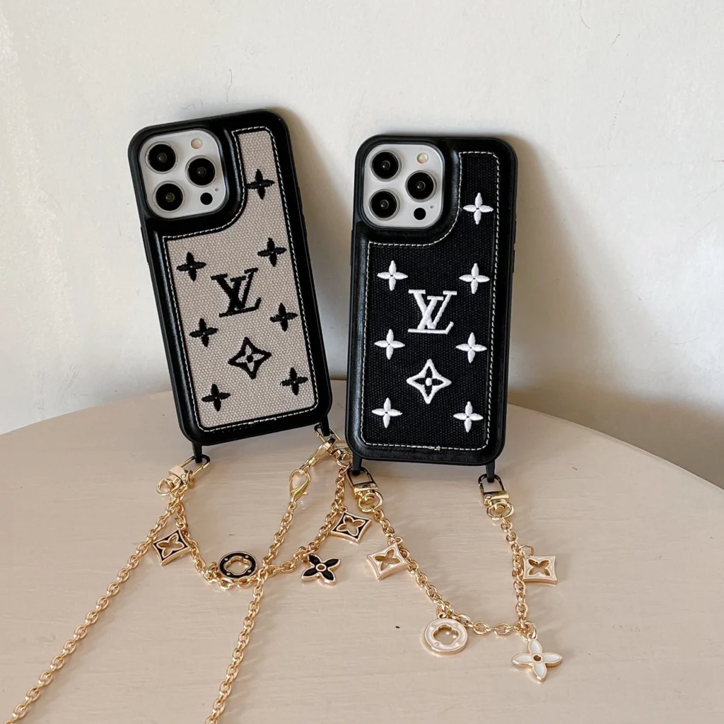 LV Leather Long Chain iPhone Case