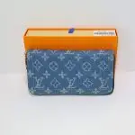 lv denim wallet long
