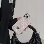 Prada cell phone case, white in hand