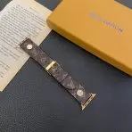 Louis V Apple Watch Bands - Golden Buckles with Logo Dots