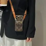 Crossbody Card Holder LV iPhone Case - Brown Monogram