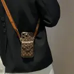 Crossbody Card Holder LV iPhone Case - Brown Small Monogram