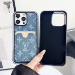 Fabric LV iPhone Case Card Slot Back