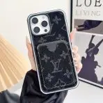 Fabric LV iPhone Case Card Slot-BLACK