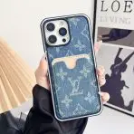 Fabric LV iPhone Case Card Slot-BLUE