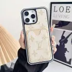Fabric LV iPhone Case Card Slot-CREAM