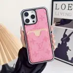 Fabric LV iPhone Case Card Slot-PINK