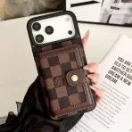 LV Wallet Phone Case for iPhone 17 - Brown Chekered