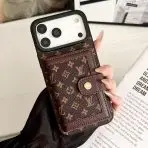 LV Wallet Phone Case for iPhone 17 - Brown Small Monogram