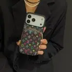 LV Zipped Wallet iPhone Case 17 - Black Multicolor