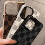 Classic LV Leather iPhone Case Camera Protection