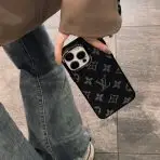 Classic LV Leather iPhone Case-BLACK MONOGRAM