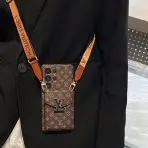 Crossbody LV Card Holder Samsung Galaxy Phone Case—Brown Small Monogram