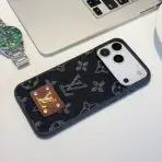 Denim iPhone 17 LV Phone Case -BLACK LEATHER L