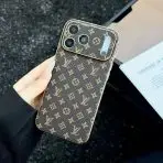 LV Phone Case iPhone 17 Electroplated- BROWN SMALL MONOGRAM