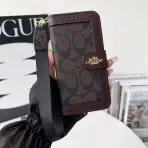 Coach Canvas Print Wallet Case iPhone 17/Pro/Pro Max- BROWN BROWN