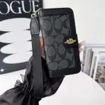 Coach Canvas Print Wallet Case iPhone 17/Pro/Pro Max- BLACK-BLACK