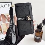 Louis Vuitton Flip Folio iPhone Case—BLACK STAMPED LV