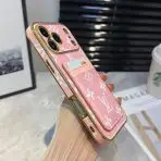 LV Pattern Leather iPhone Case-PINK