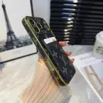 LV Pattern Leather iPhone Case-BLACK MONOGRAM