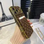 LV Pattern Leather iPhone Case-BROWN SMALL MONOGRAM