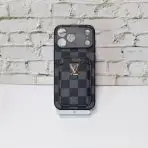 LV Style Card Holder Phone Case-BLACK CHECKERED