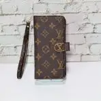 Zippered Wallet Phone Case LV Style for 17 Series -BROWN LARGE MONOGRAM