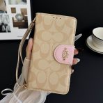 Coach Phone Case Wallet iPhone 17 -Khaki Pink Clasp