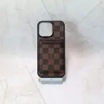 Louis V Magsafe iPhone Case Card Holder -Brown Checkered