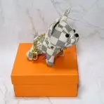 louis vuitton french bulldog keychain-White checkered