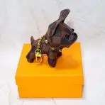 louis vuitton french bulldog keychain-brown Checkered