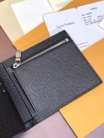 Black LV Mens Trifold Wallet with Zipper  with Zipper - image 6