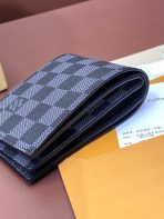 Black LV Mens Trifold Wallet with Zipper  with Zipper - image 7