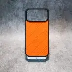 Stamped Leather Hermes iPhone Case-Orange