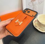Hermes Leather iPhone Cover Card Slot For 12-18 Series - image 1