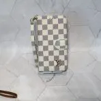 LV Leather Wallet iPhone Case-White Checkered