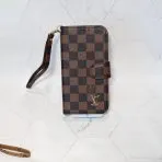 LV Leather Wallet iPhone Case—Brown Checkered