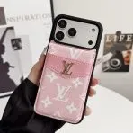 Card Holder Louis V iPhone Case-Pink White Monogram