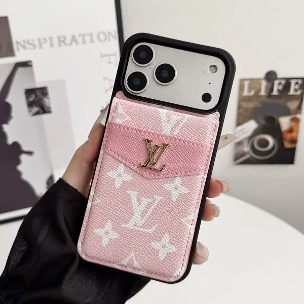 Card Holder Louis V iPhone Case-Pink White Monogram