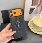 Leather Chrome Heart iPhone Case Style #1