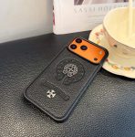 Leather Chrome Heart iPhone Case 13-17 Pro Max